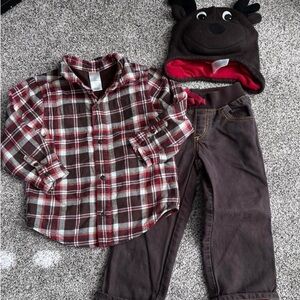 Gymboree Plaid Shirt, Pants Set and Matching hat for Kids